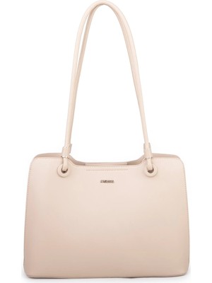 Nas Bag Kadın Sade Şık Zamansız Omuz Çantası ( 32X22 cm ) Kum