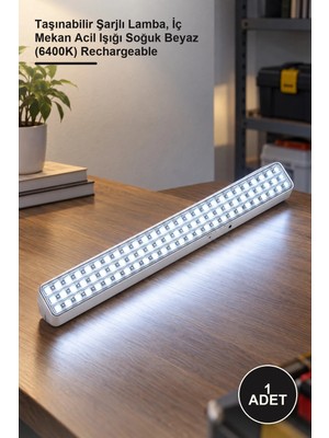 Yenilig 1 Adet CT-9990 90 Ledli 9W Şarjlı Işıldak – Taşınabilir Şarjlı Lamba, Iç Mekan Acil Işığı Soğuk Beyaz (6400K) Rechargeable