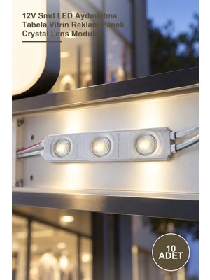 Yenilig 10 Adet CT-4592G CT-4592 2W Kristal Mercek Modül LED Günışığı – 12V Smd LED Aydınlatma, Tabela Vitrin Reklam Paneli, Crystal Lens Module