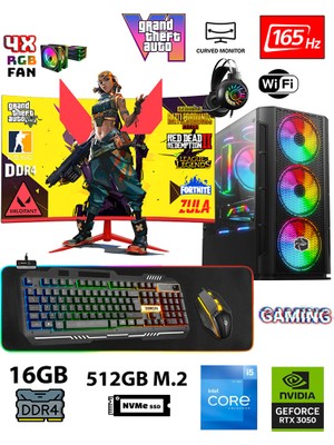 Zeiron RTX55 Intel Core I5-12400F 16GB DDR4 Ram 512 GB SSD RTX3050 24" 165Hz Oyuncu Masaüstü Bilgisayar
