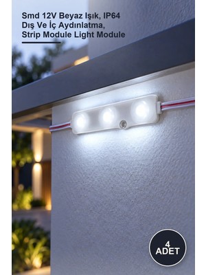 Yenilig 4 Adet LED Modül CT-4591 / CT-4591B 1W – Smd 12V Beyaz Işık, IP64 Dış ve Iç Aydınlatma, Strip Module Light Module