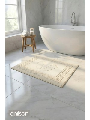 Anılsan Pudra Rita Ayak Havlusu - 50x70 Cm, 245 Gr, %100 Pamuk, Spa Ve Otel Banyo Paspası, Günlük Kullanıma