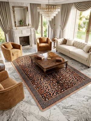 Brillant Leopar Desen Lateks Taban Salon Halısı