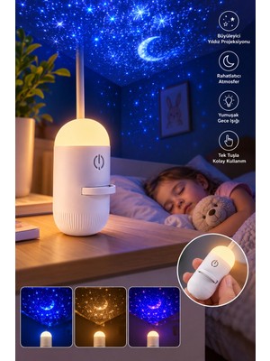 Yıldız Gökyüzü Projeksiyonlu Dekoratif Gece Lambası Midastech