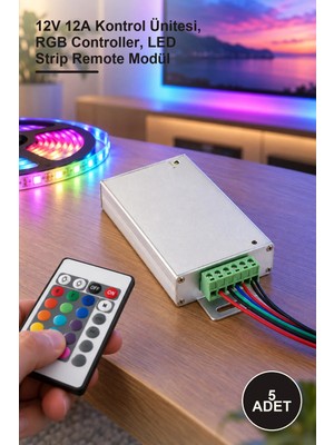 Yenilig 5 Adet Rgb Şerit LED Kumanda Modül CT-9147 – 12V 12A Kontrol Ünitesi, Rgb Controller, LED Strip Remote Modül