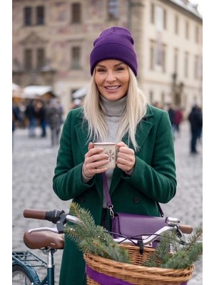 Ritagarcia Kadın Kışlık Triko Bere Düz Örgü Katlama Detaylı Yumuşak Dokulu Beanie Bere