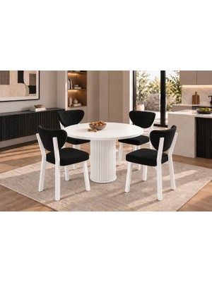 Vivense Elma Yuvarlak Masa Sandalye Takımı, 90X90 cm