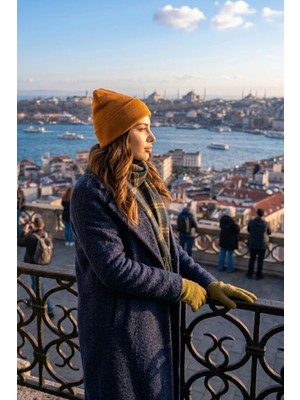 Ritagarcia Kadın Kışlık Triko Bere Düz Örgü Katlama Detaylı Yumuşak Dokulu Beanie Bere