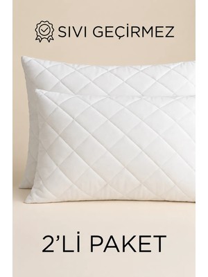 Dream Time 2 Adet Kapitoneli Pamuklu Sıvı Geçirmez Yastık Alezi | 50x70CM Yıkanabilir Yastık Alezi Seti