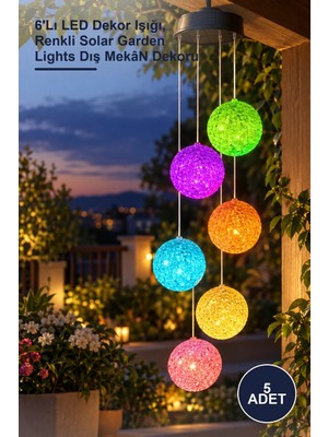 Yenilig 5 Adet Solar Bahçe Aydınlatma Topu – 6'lı LED Dekor Işığı, Renkli Solar Garden Lights Dış Mekân Dekoru