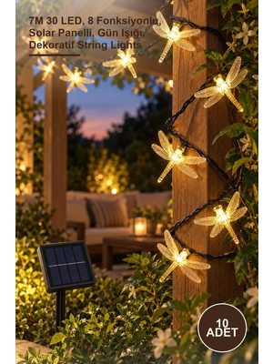 Yenilig 10 Adet Yusufçuk Kuşu Solar Işık Zinciri – 7m 30 Led, 8 Fonksiyonlu, Solar Panelli, Gün Işığı, Dekoratif String Lights