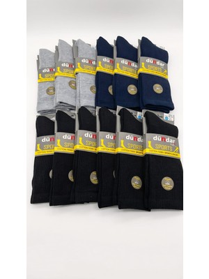 Dündar Plus Erkek Cotton Havlu Tenis Çorap; Kışlık; Dikişsiz/soft Yıkama/kokulu; Siyah Veya Düz Asorti 12'li Paket; (40-44)