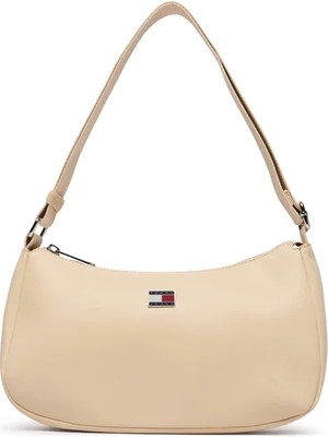 Tommy Hilfiger Kadın Pürüzsüz Yüzeyli Bayrak Logo Detaylı Omuz Askılı Bej Omuz Çantası AW0AW19041-AES
