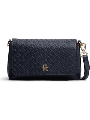 Tommy Hilfiger Kadın Kabartma Logo Desenli Manyetik Kapamalı Çıkarılabilir Çapraz Askılı Lacivert Omuz Çantası AW0AW18997-DW6