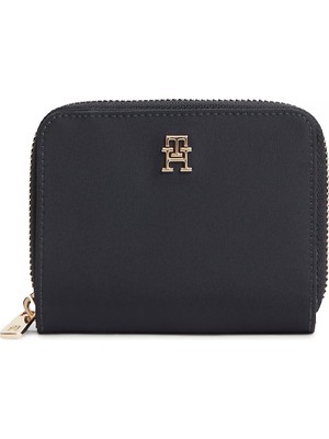 Tommy Hilfiger Kadın Th Monogram Logolu Banknot ve Kart Bölmeli Fermuarlı Lacivert Cüzdan AW0AW18991-DW6