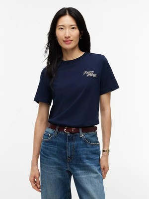 Tommy Hilfiger Kadın Kısa Kol Bisiklet Yaka Regular Fit Lacivert T-Shirt WW0WW52360-C1G