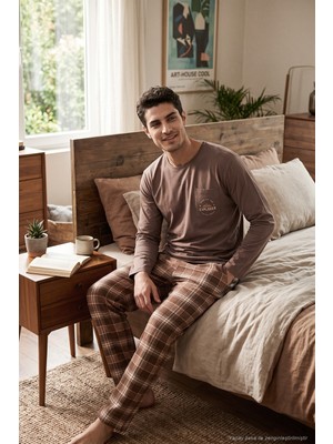 Buratti Ekoseli Pamuklu Bisiklet Yaka Pijama Takımı Erkek Pijama Takımı 6575007