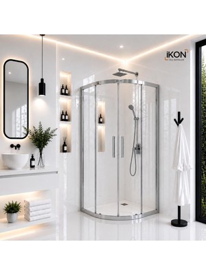ikon Enzo Oval | Krom Şeffaf Duş Kabini H:190