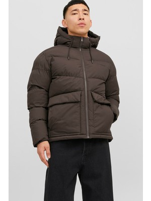 Jack & Jones Logo Baskili Kapüsonlu Puffer Mont - Vesterbro