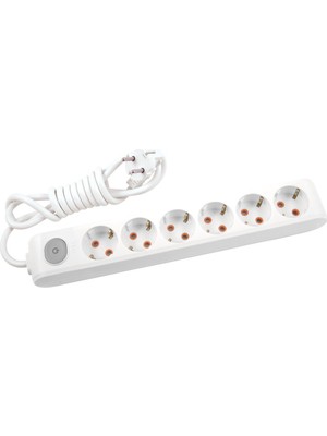 3 Adet Viko Multi-Let 6'lı Topraklı Kablolu Çocuk Korumalı 2 Metre Anahtarlı Priz Beyaz