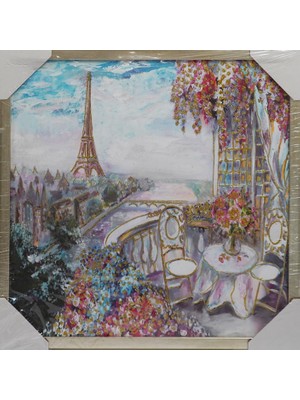 4 Adet Mina Art Işlemeli Kanvas Tablo 52X52 cm