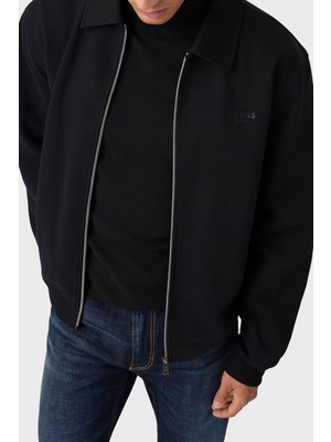 Guess Ls Pamuklu Klasik Yaka Fermuarlı Sweat M6BQ24K6164 Erkek Sweat M6BQ24 K6164 Jblk