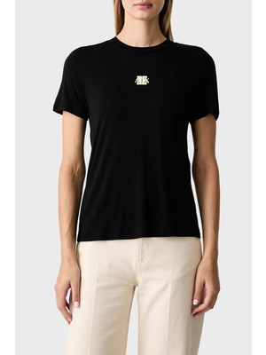 Armani Exchange Metalik Logolu Jarse Kumaş Bisiklet Yaka T Shirt Kadın T Shirt XW002773 AF26303 UC001