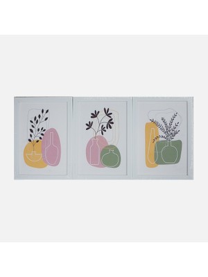 4 Adet Mina Art Çerçeveli Tablo 3'lü 23X30 cm