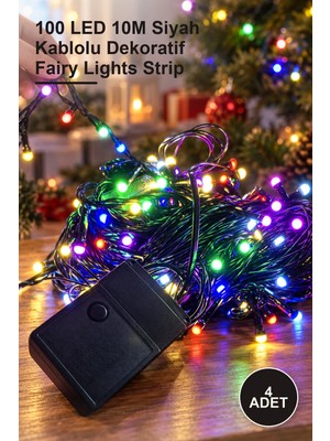 Yenilig 4 Adet Rgb Damla Uçlu LED Işık Zinciri – 100 LED 10M Siyah Kablolu Dekoratif Fairy Lights Strip