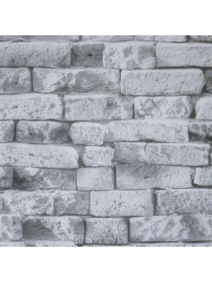4 Adet Golden 52 cm x 10 M Eski Tuğla Desenli Duvar Kağıdı Gri