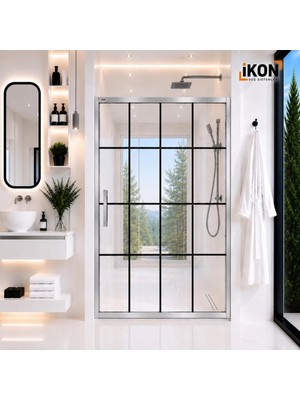 ikon Enzo 1 Sabit 1 Sürgü | Krom Karolaj Duş Kabini H:190