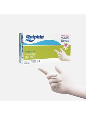 7 Adet Dolphin Pudralı Lateks Eldiven Beyaz 100'LÜ M