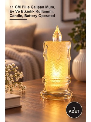 Yenilig 1 Adet Pilli Mum – 11 cm Pille Çalışan Mum, Ev ve Etkinlik Kullanımı, Candle, Battery Operated