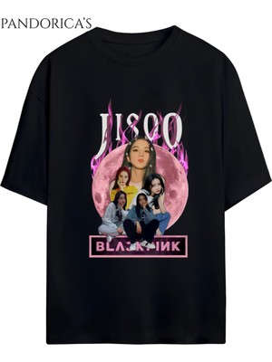 Blackpınk Tasarım Serisi "jısoo" Yazılı Baskılı Unisex Relaxed Kalıp Tişört