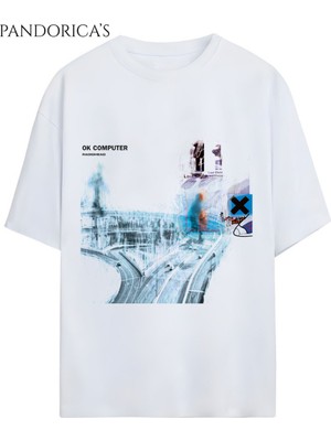 Radıohead Tasarımı Yazılı Sırt Baskılı Unisex Pamuklu Relaxed Kalıp Tişört