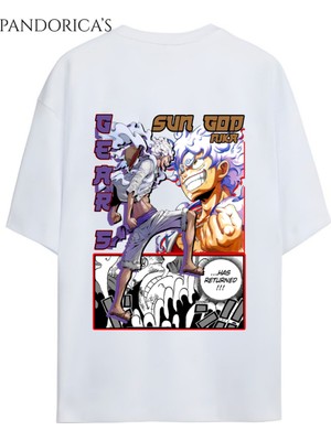 One Pıece Tasarım Serisi "sun God " Sırt Baskılı Yazılı Unısex Pamuklu Tişört