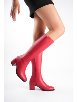 Analin Shoes Kadın Hakiki Deri Şık Topuklu Çizme