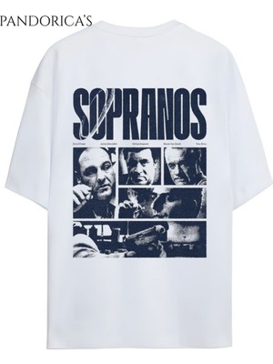 The Sopranos Tasarımı Yazılı Sırt Baskılı Unisex Pamuklu Relaxed Kalıp Tişört