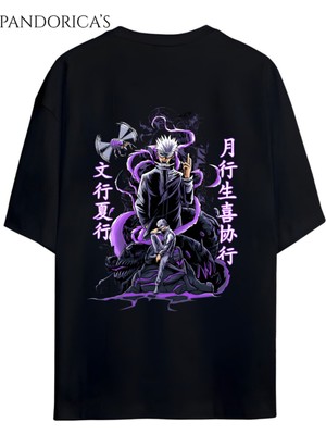 Jujutsu Kaisen Anime Serisisatoru Gojo Sırt Baskılı Yazılı Pamuklu Unisex Tişört