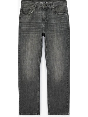 Koton Pamuklu Normal Bel Straight Fit Mark Siyah Erkek Jean Pantolon 7WAM40033ND