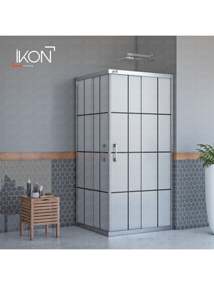 ikon Enzo Dikdörtgen | Krom Karolaj Tam Buzlu Duş Kabini H:190