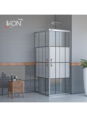 ikon Enzo Kare | Krom Karolaj Orta Buzlu Duş Kabini H:190
