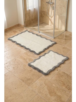 İrya Scallop Takım Bambu Banyo Paspası 40X60+60X90 cm Gri