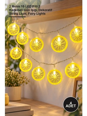 Yenilig 4 Adet Limon LED Işık – 2 Metre 10 LED Pilli 2 Kademeli Gün Işığı, Dekoratif String Light, Fairy Lights