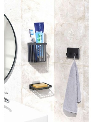 Pamit Toys Pamit Home 3 Lü Yapışkanlı Banyo Düzenleyici Diş Fırçalık Sabunluk Askılık Takımı Banyo Duvar Rafı Organizer