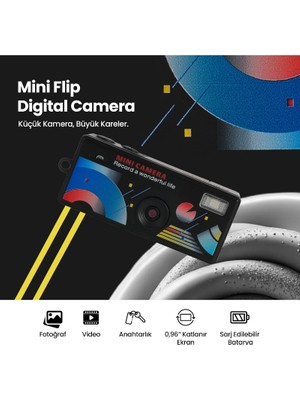 Fta Ticaret Dijital Mini Anahtarlık Kamerası - Katlanır Ekran - 1080P Çözünürlük