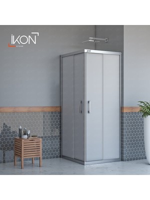ikon Enzo Kare | Krom Buzlu 04 Duş Kabini H:190