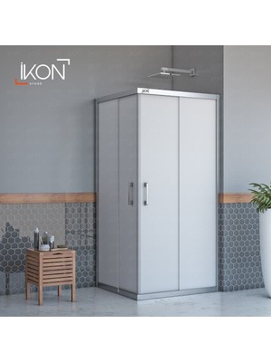 ikon Enzo Dikdörtgen | Krom Buzlu 04 Duş Kabini H:190