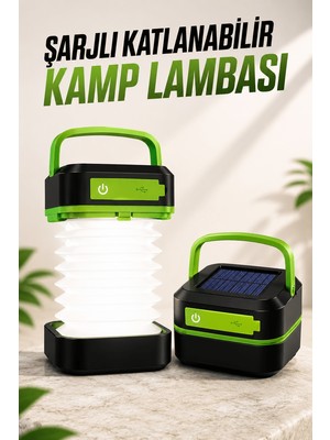 Fta Ticaret LED Lamba Kamp Lambası Hafif Taşınabilir Şarj Süreli Akordeon El Fenerli