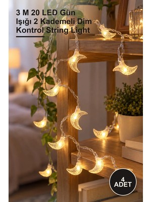 Yenilig 4 Adet Dekoratif Peri LED Zinciri – 3 M 20 LED Gün Işığı 2 Kademeli Dim Kontrol String Light